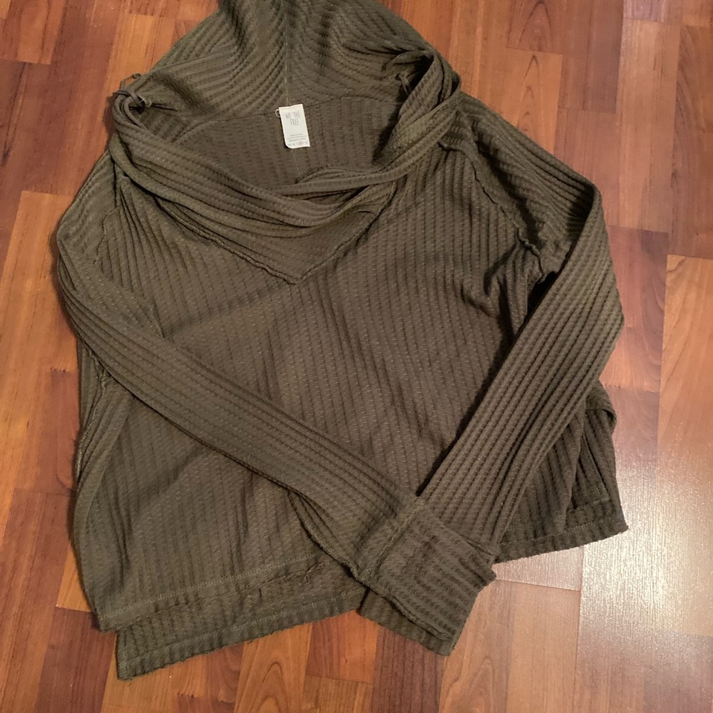 We The Free Green Crop Top with Cowl Neck